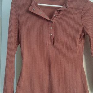 Mauve Ribbed Button up Blouse